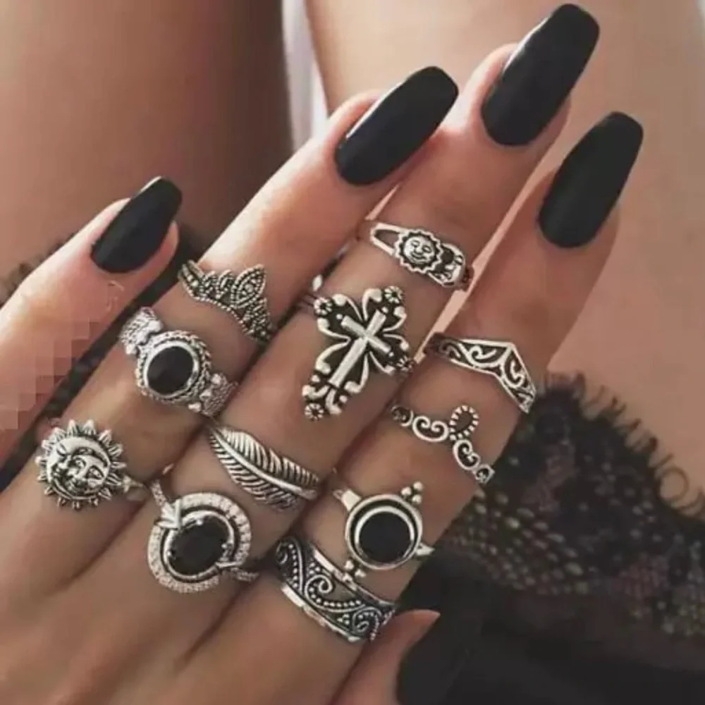 11-Piece Vintage Bohemian Midi Knuckle Rings